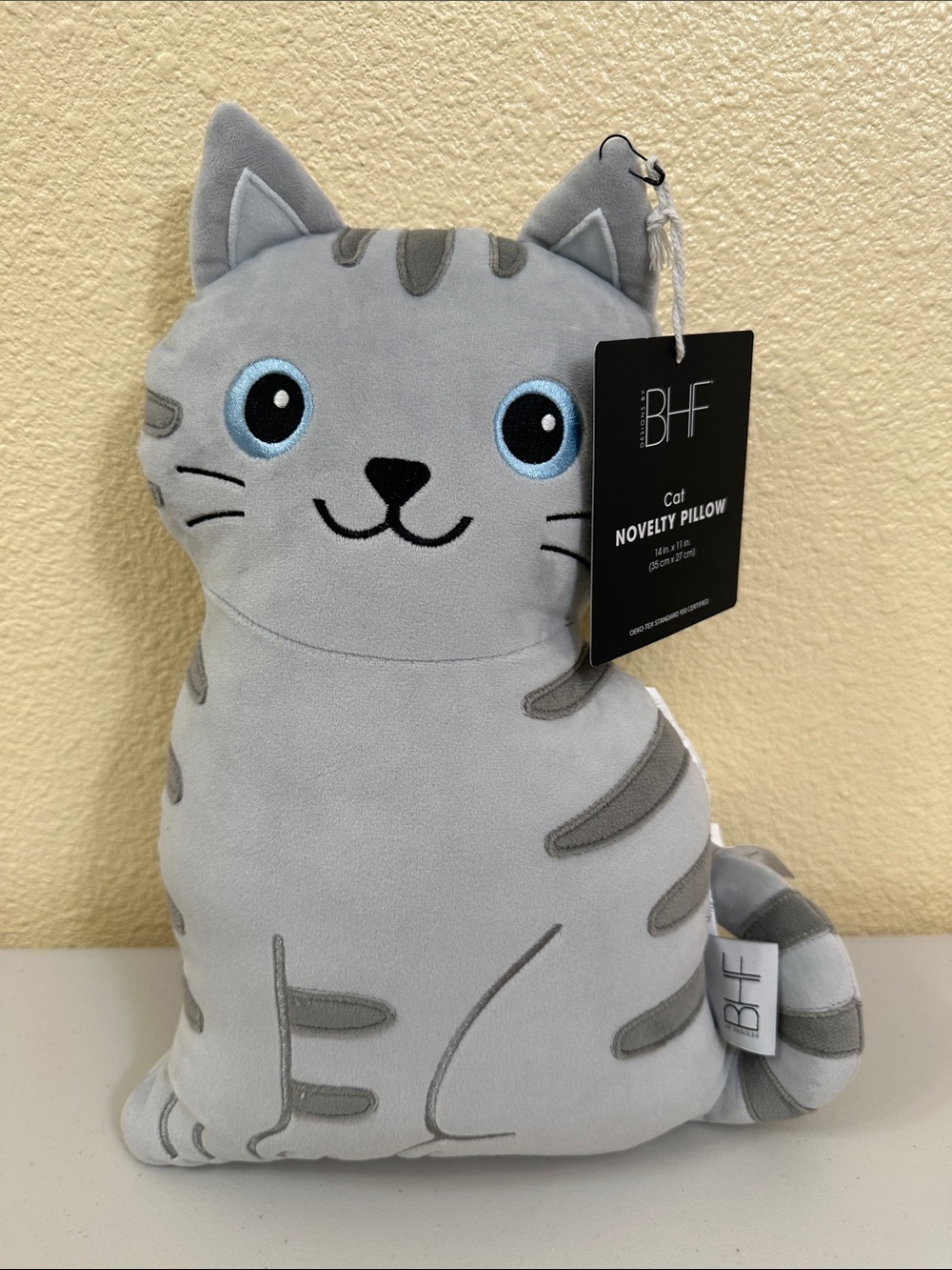 Gray Cat Plush Accent Pillow - Designs by BHF
